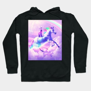 Kitty Cat Riding On Flying Unicorn With Rainbow Hoodie